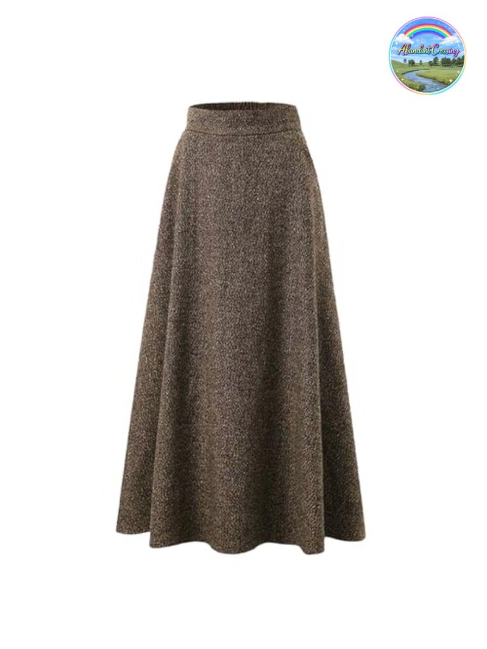 A-Line Maxi Skirt High Elastic Waist Pockets Cotton Polyester Fall Winter